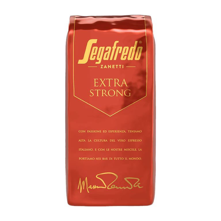 Produktbild: Kaffee Segafredo Extra Strong ganze Bohne, 1000 g, aromaversiegelte Verpackung.
